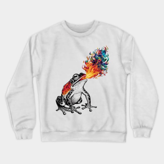 Fire Breathing Frog Crewneck Sweatshirt by Frogle